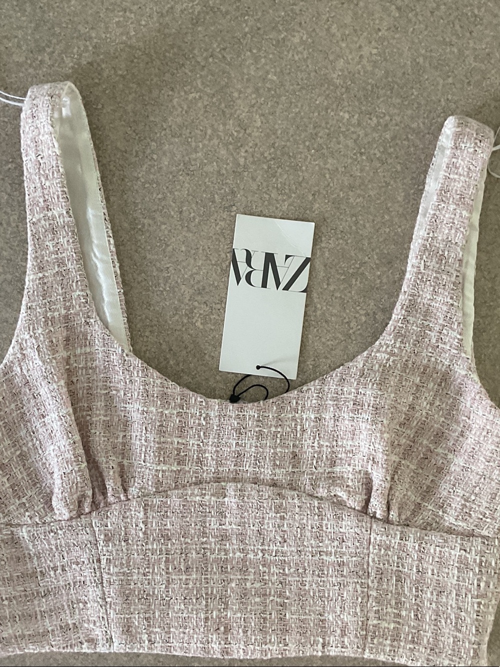 Zara Blush Tweed Crop Camisole - Picture 7 of 7